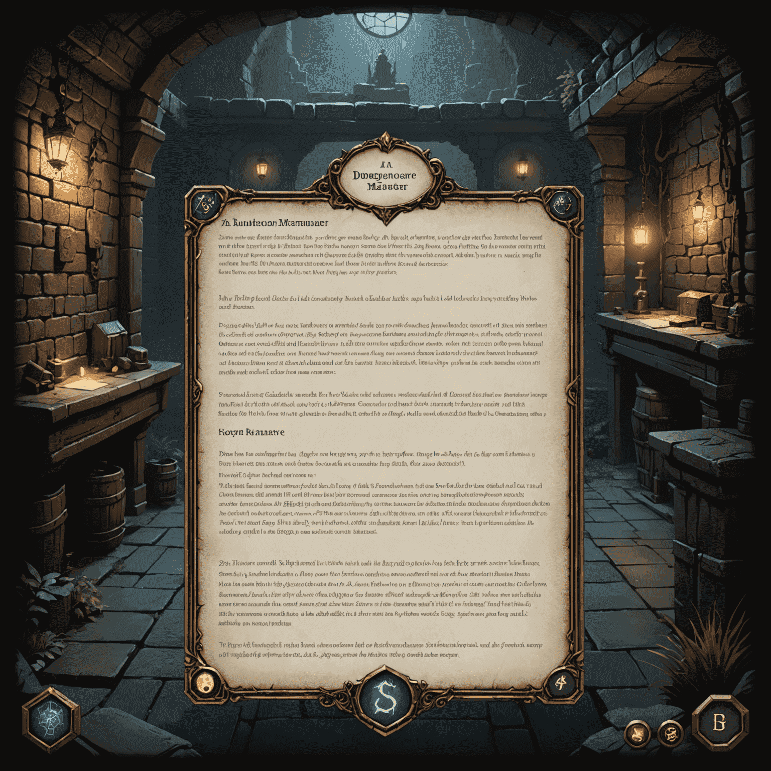 AI Dungeon Master game interface showing a text-based adventure with AI-generated narrative